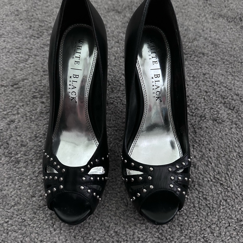 White House Black Market Black Peep Toe Heels